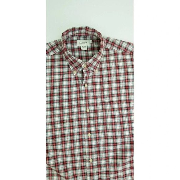 J. Crew Size Medium Men's Button Down Long Sleeve Red White Check Cotton Shirt - Picture 10 of 10